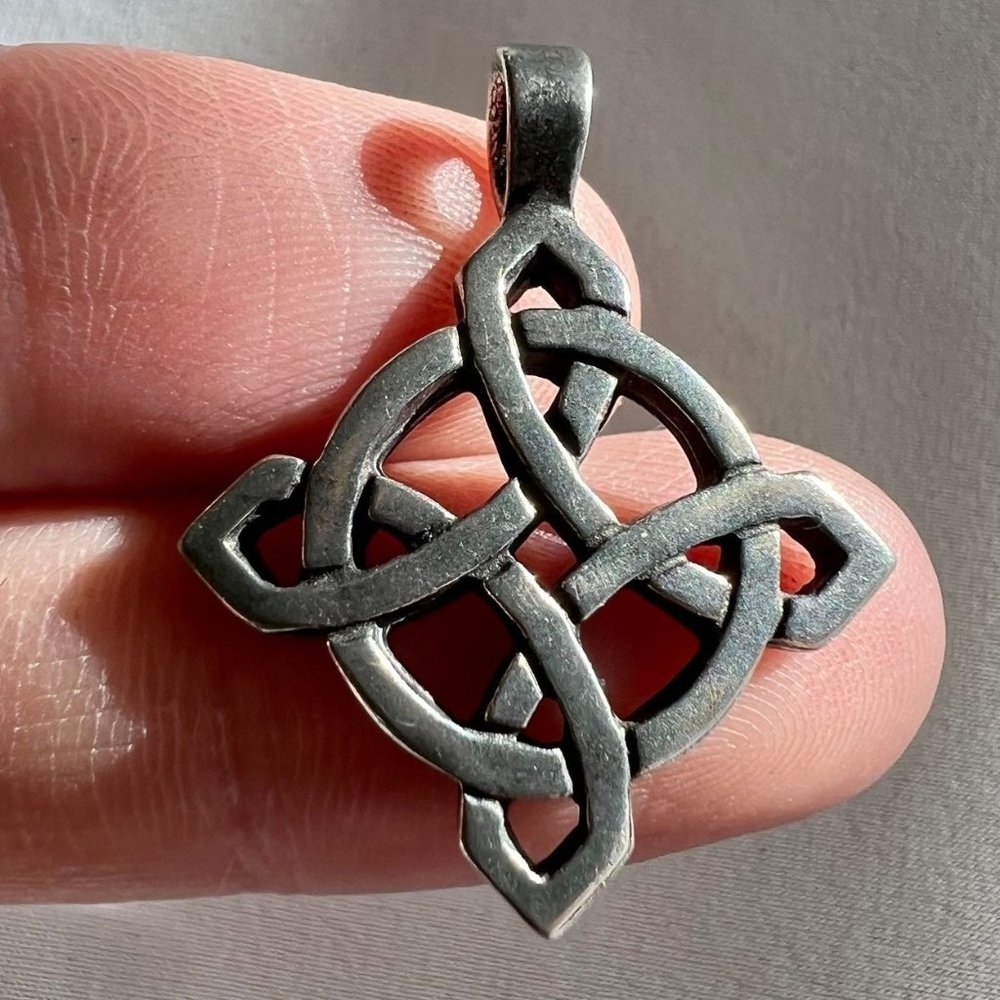 Celtic Knot Cross Silver Tone Pendant